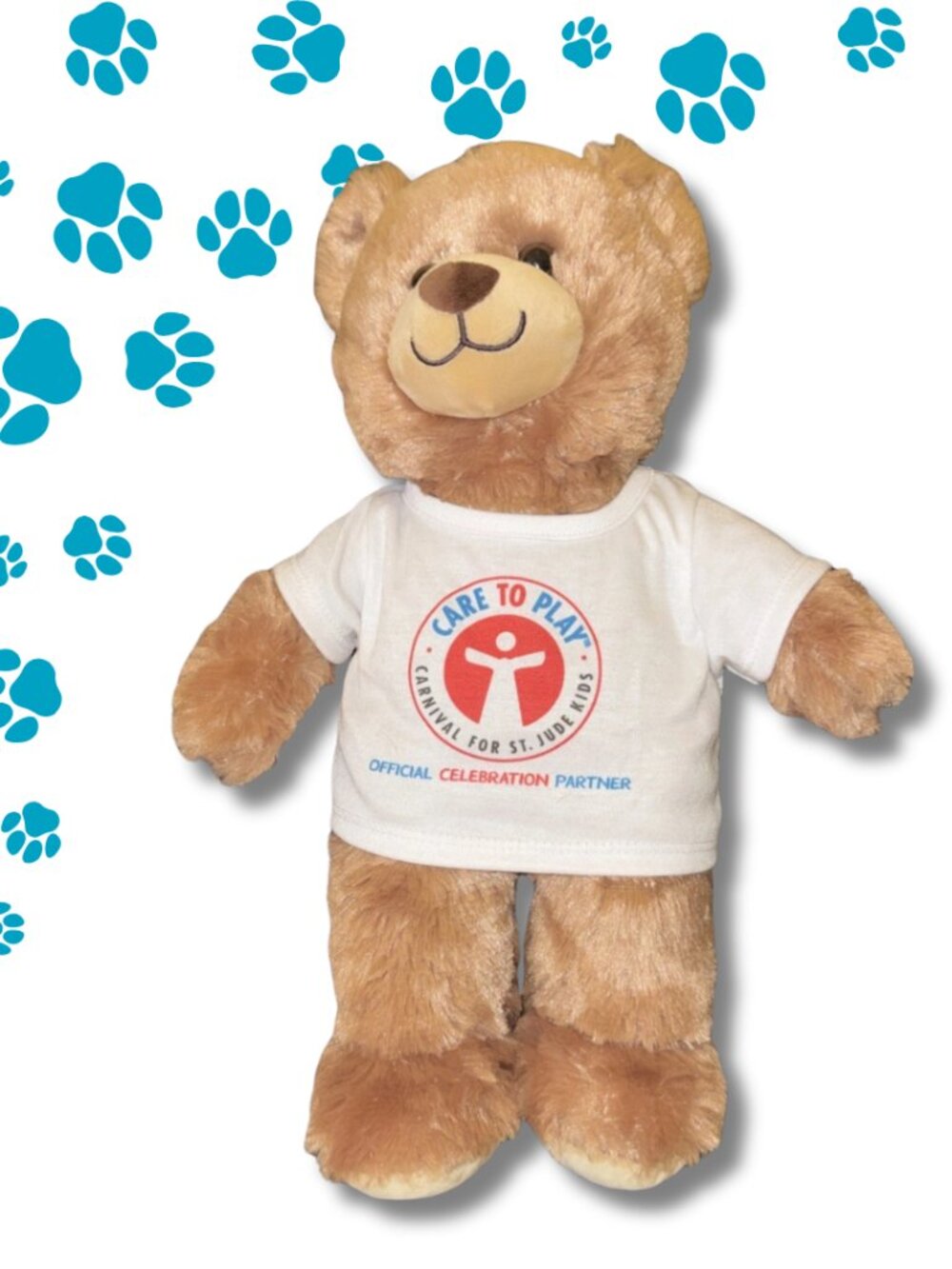 Build A Bear 2023 Light Brown Teddy Marble Eyes St Jude Tee 15 Inch EUC